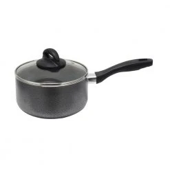 Clairborne 2.5 qt. Aluminum Nonstick Sauce Pan in Charcoal Grey with Glass Lid by Oster