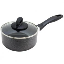 Clairborne 1.5 qt. Aluminum Nonstick Sauce Pan in Charcoal Grey with Glass Lid by Oster
