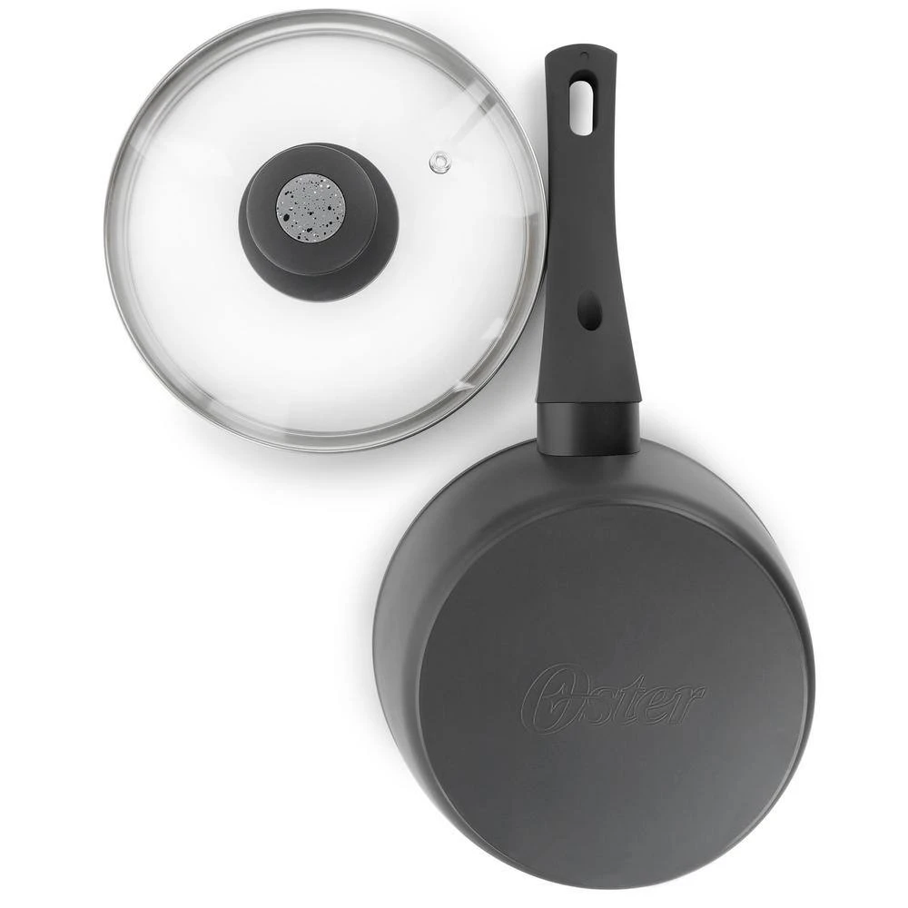 1.7 qt. NonStick Aluminum Saucepan with Glass Lid in Grey by Oster - Image 3