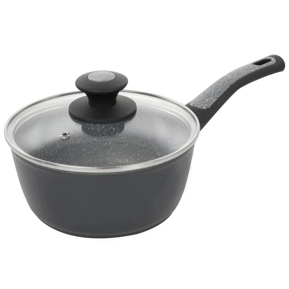 1.7 qt. NonStick Aluminum Saucepan with Glass Lid in Grey by Oster