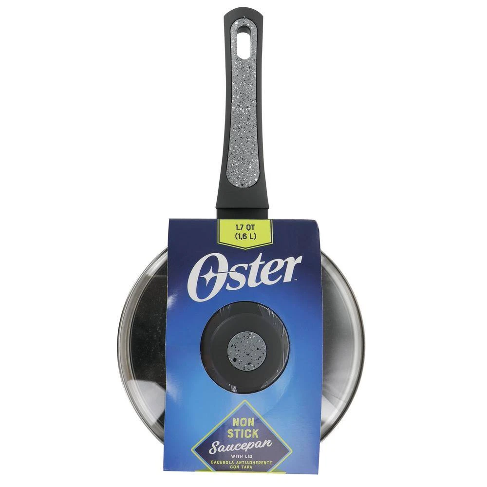 1.7 qt. NonStick Aluminum Saucepan with Glass Lid in Grey by Oster - Image 6