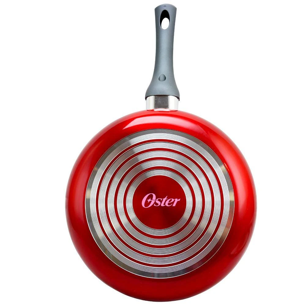 Herscher 3.5 qt. Aluminum Nonstick Saute Pan in Red Gloss with Glass Lid by Oster - Image 3