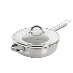 Sangerfield 3 Piece 4 Quart Stainless Steel Saute Pan with Lid and Splatter Guard by Oster