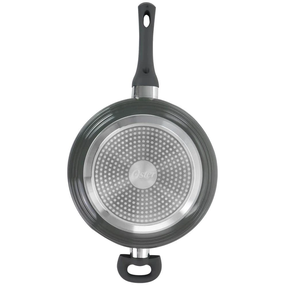 Ridge Valley 3.5 qt. Gray Nonstick Aluminum Saute Pan with Lid by Oster - Image 3