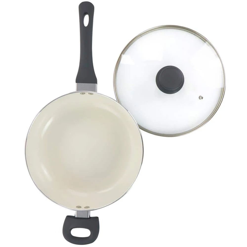 Ridge Valley 3.5 qt. Gray Nonstick Aluminum Saute Pan with Lid by Oster - Image 2