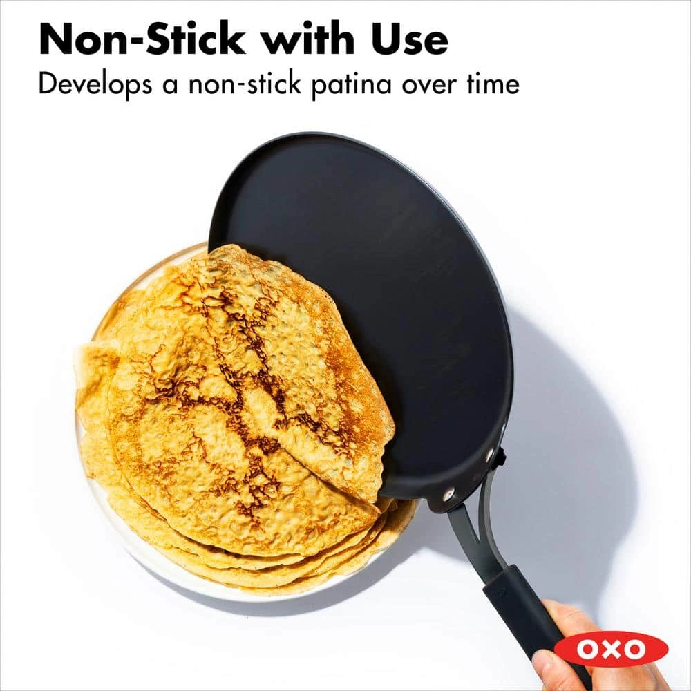 10 in. Carbon Steel Obsidian Crepe Pan with Silicone Sleeve by OXO - Image 4