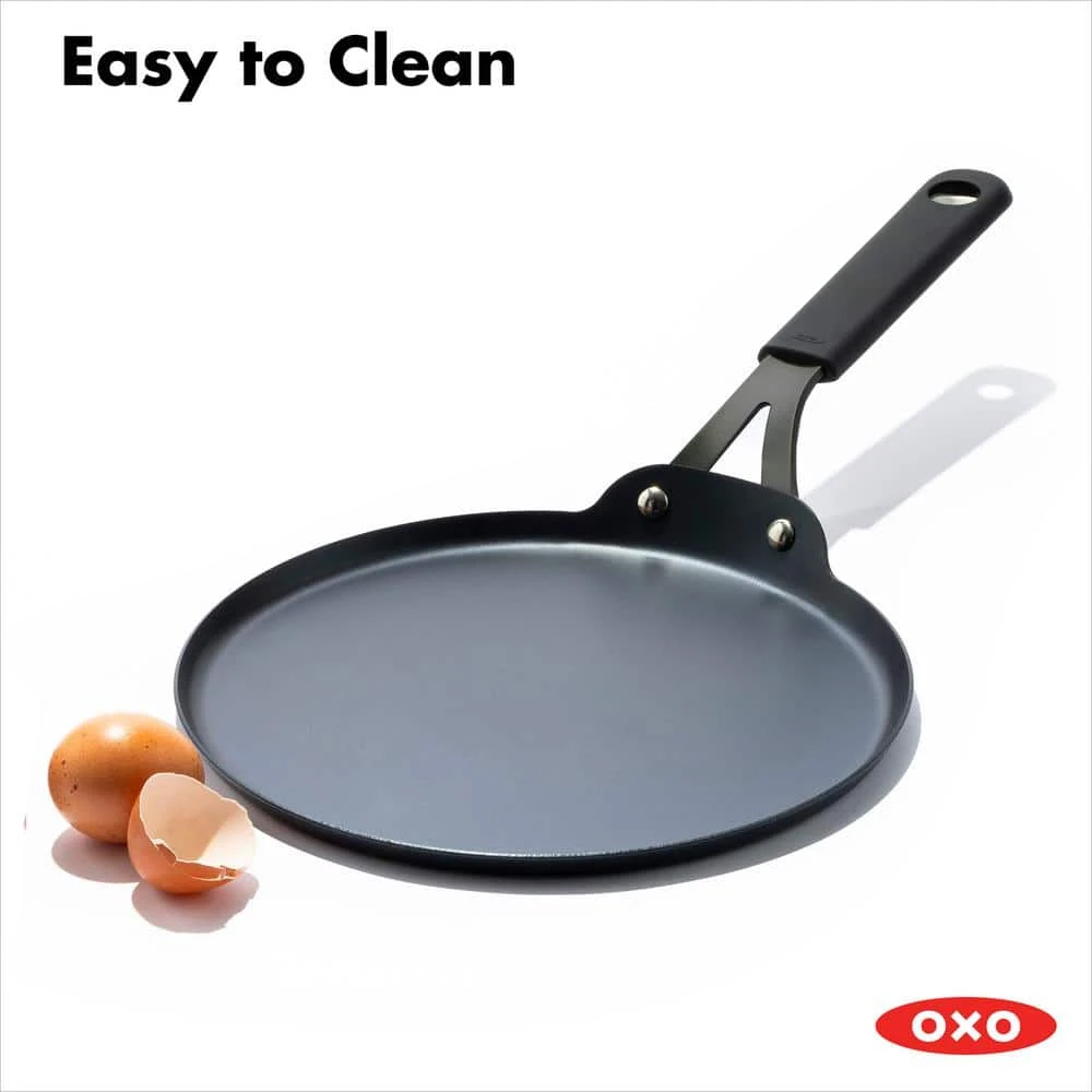10 in. Carbon Steel Obsidian Crepe Pan with Silicone Sleeve by OXO - Image 7