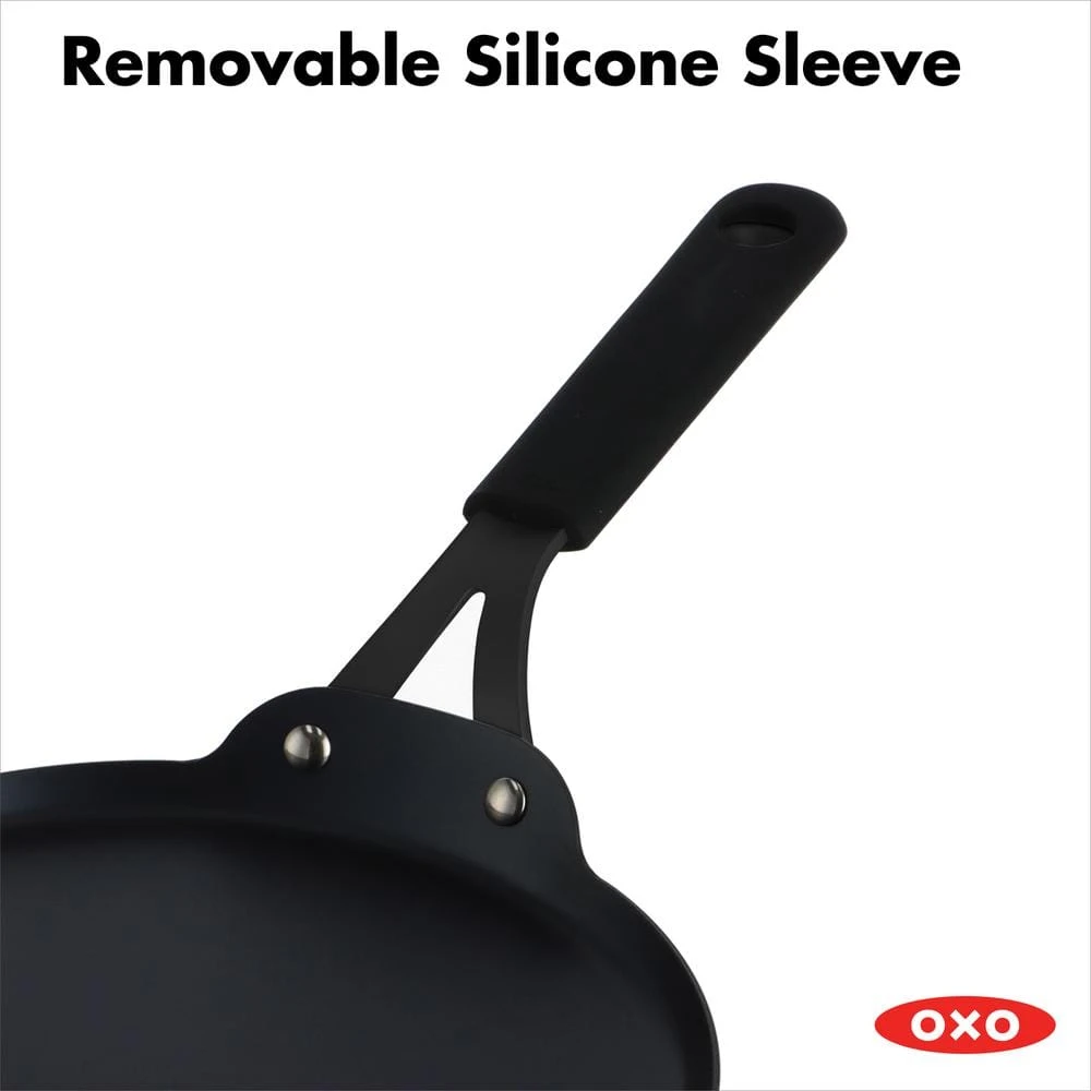 10 in. Carbon Steel Obsidian Crepe Pan with Silicone Sleeve by OXO - Image 5