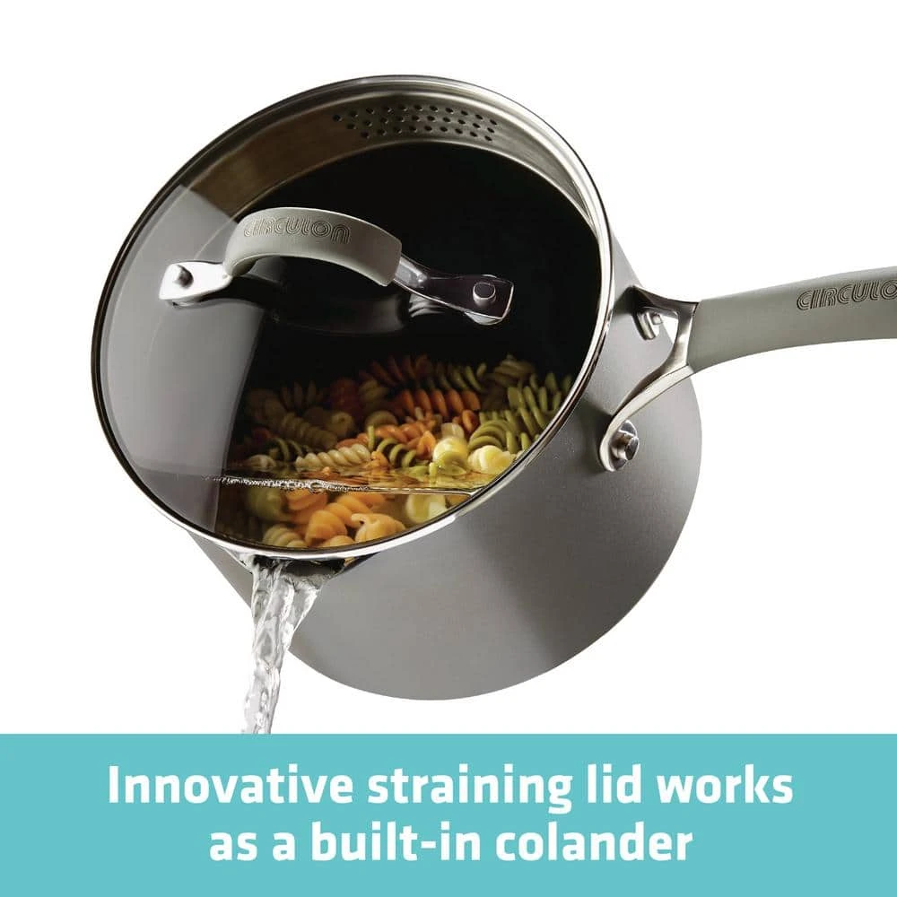 Elementum 10-Piece Hard-Anodized Aluminum Nonstick Cookware Set in Oyster Gray by Circulon - Image 8