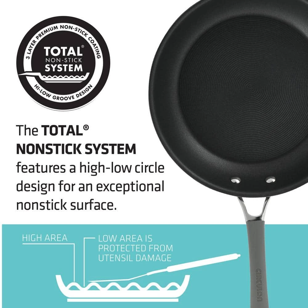 Elementum 12 in. Hard-Anodized Aluminum Nonstick Skillet in Oyster Gray with Glass Lid by Circulon - Image 8