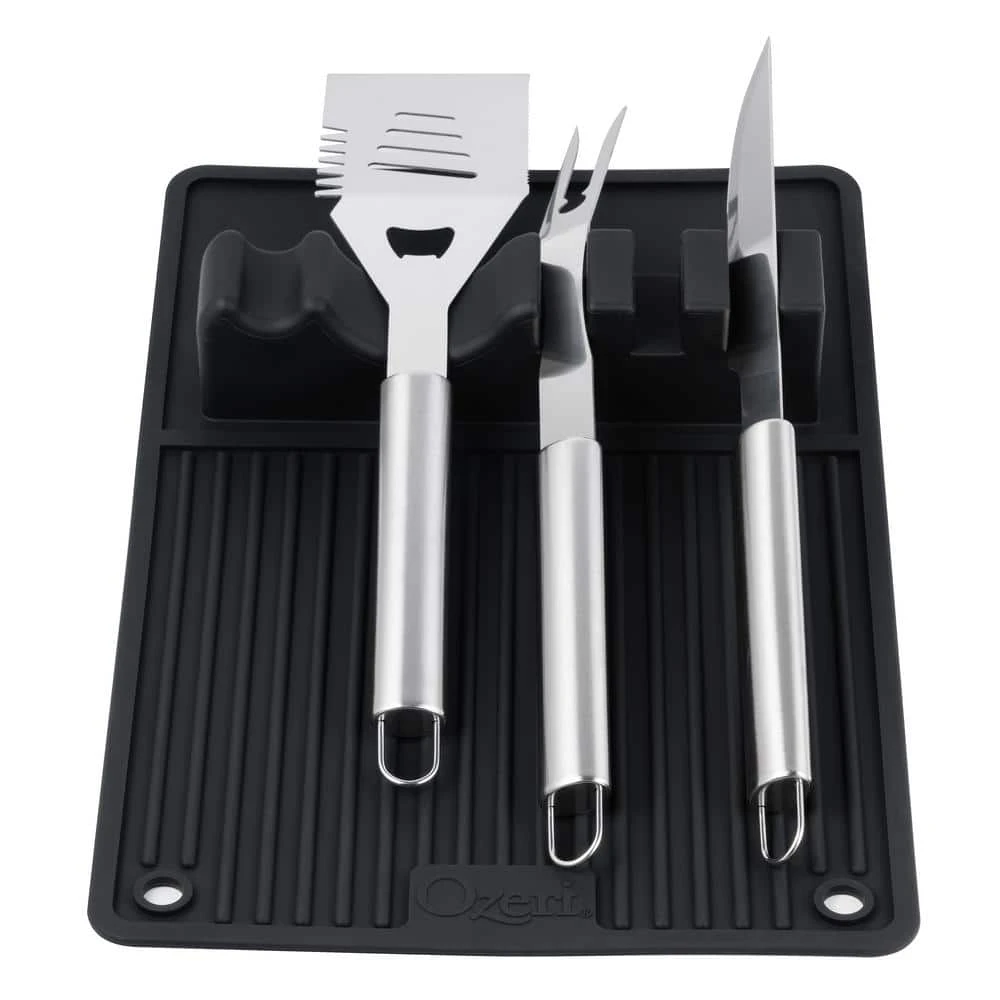 18.1 in. Silicone BQ and Grill Utensil Holder Mat by Ozeri - Image 3