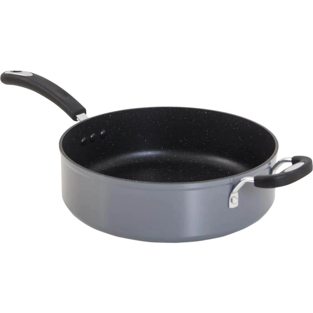 Stone Earth 5.3 qt. Aluminum Ceramic Nonstick Sauce Pan in Granite Gray with Glass Lid by Ozeri - Image 5