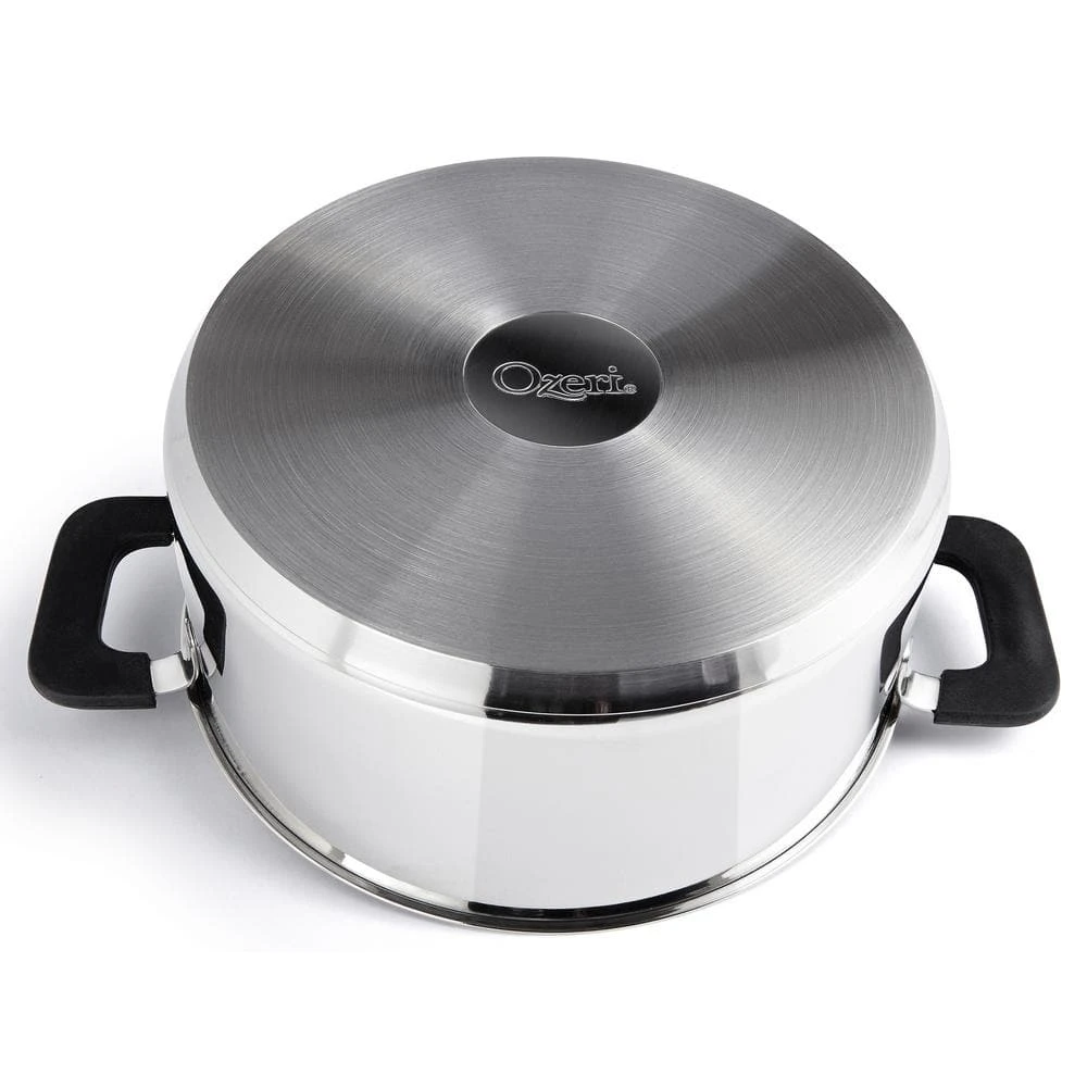 6-Piece Stainless Steel Inductive Pot Set with Straining and Hands-Free Glass Lids by Ozeri - Image 5