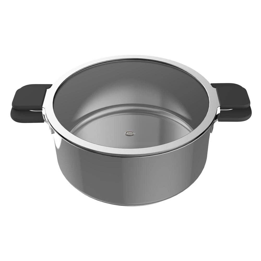 6-Piece Stainless Steel Inductive Pot Set with Straining and Hands-Free Glass Lids by Ozeri - Image 8