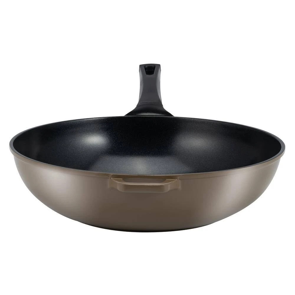 14 in. Green Aluminum Earth Wok with Smooth Ceramic Non-Stick Coating (100% PTFE and PFOA Free) by Ozeri - Image 2