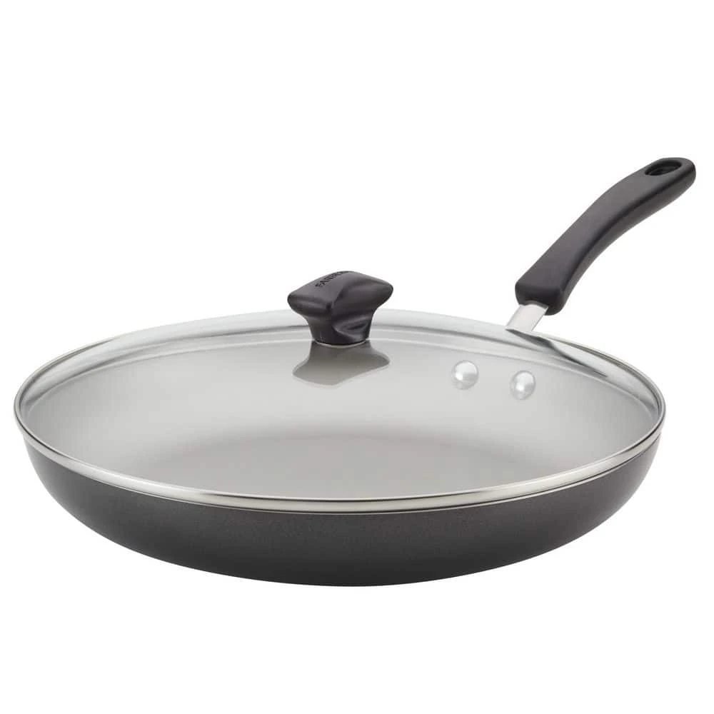 Cook Start 12 .25 in. Aluminum Diamond Max Non-Stick Skillet Pewter with Lid by Farberware