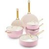 Reserve 10-Piece Hard Anodized Aluminum Ceramic Nonstick Cookware Pots and Pans Set in Pink by GreenPan