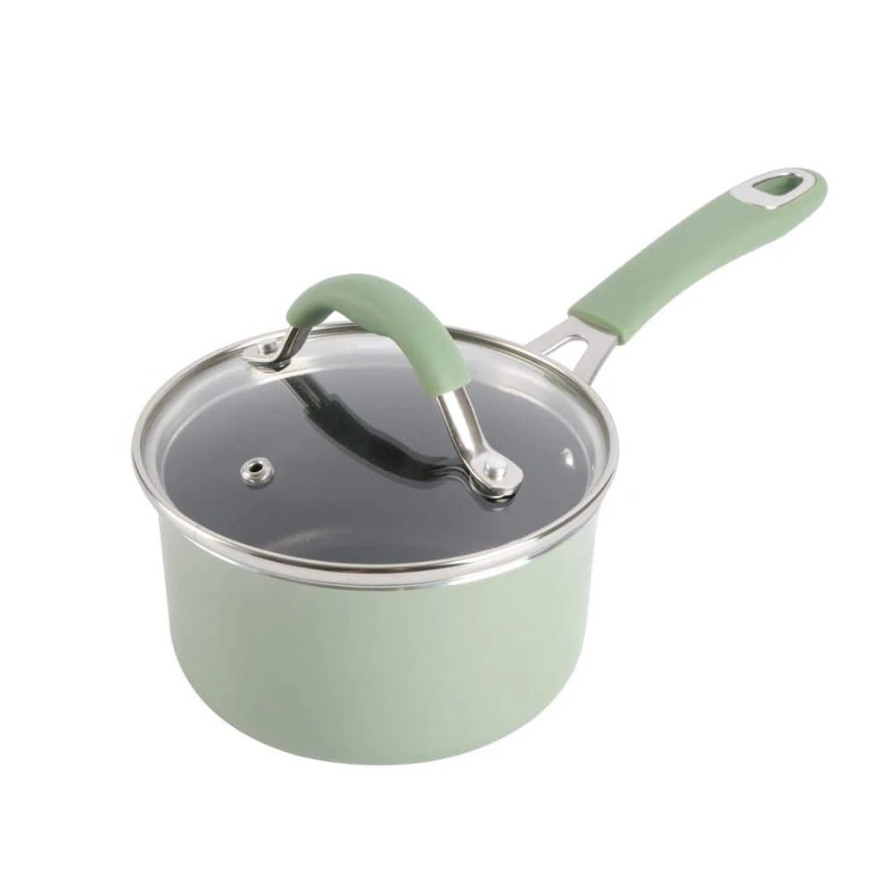 12-Piece Nonstick Aluminum Cookware Set in Pistachio with Silicone Handles by Unbranded - Image 3