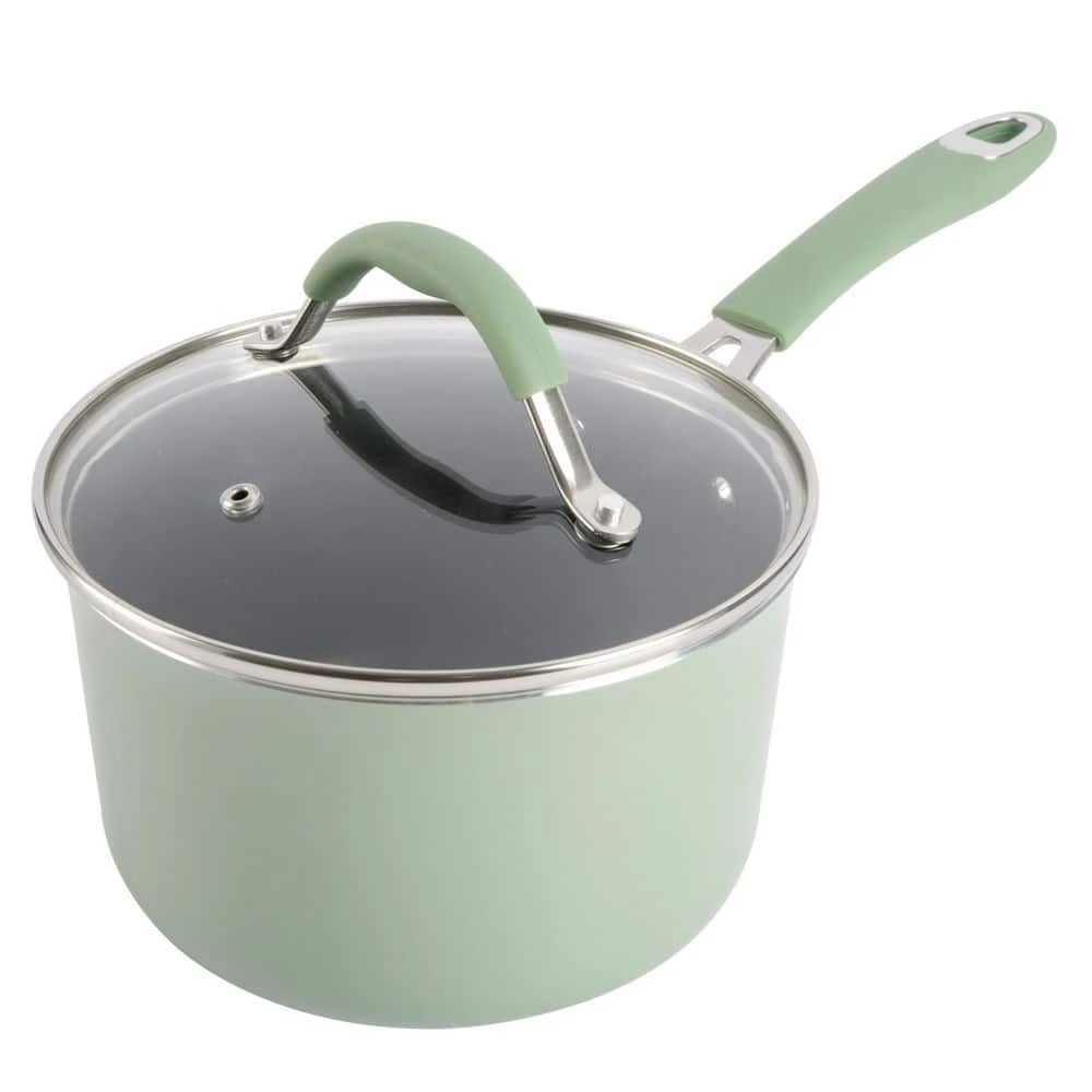 12-Piece Nonstick Aluminum Cookware Set in Pistachio with Silicone Handles by Unbranded - Image 4