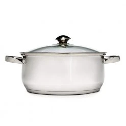 Pure Intentions 5 qt. Round Stainless Steel Dutch Oven in Polished Stainless Steel with Glass Lid by Ecolution