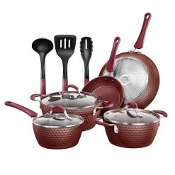 11 Pc Nonstick Diamond Pattern Kitchen Cookware Pot & Pan Set, Purple by NutriChef