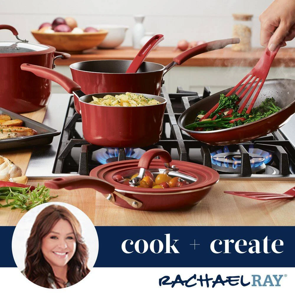 Cook + Create 11 in. x 11 in., Red, Aluminum, Nonstick Stovetop Griddle Pan by Rachael Ray - Image 6