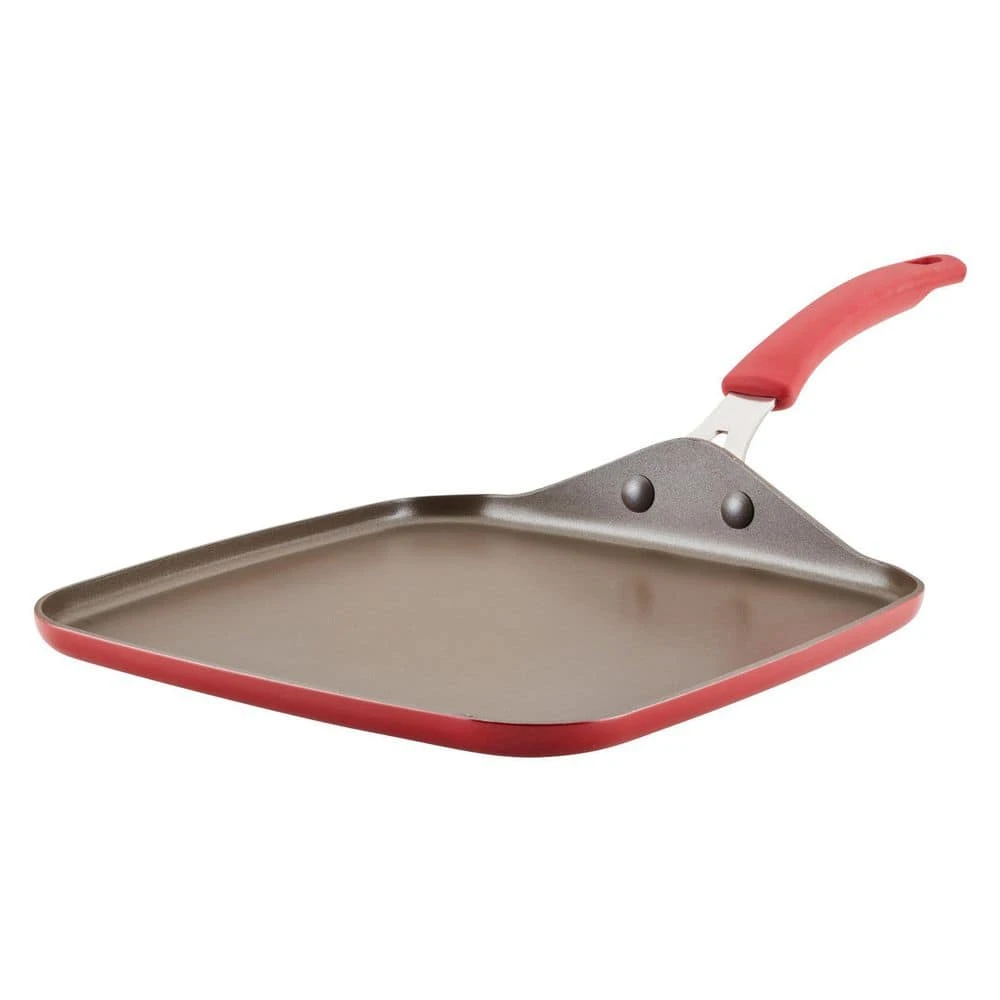 Cook + Create 11 in. x 11 in., Red, Aluminum, Nonstick Stovetop Griddle Pan by Rachael Ray