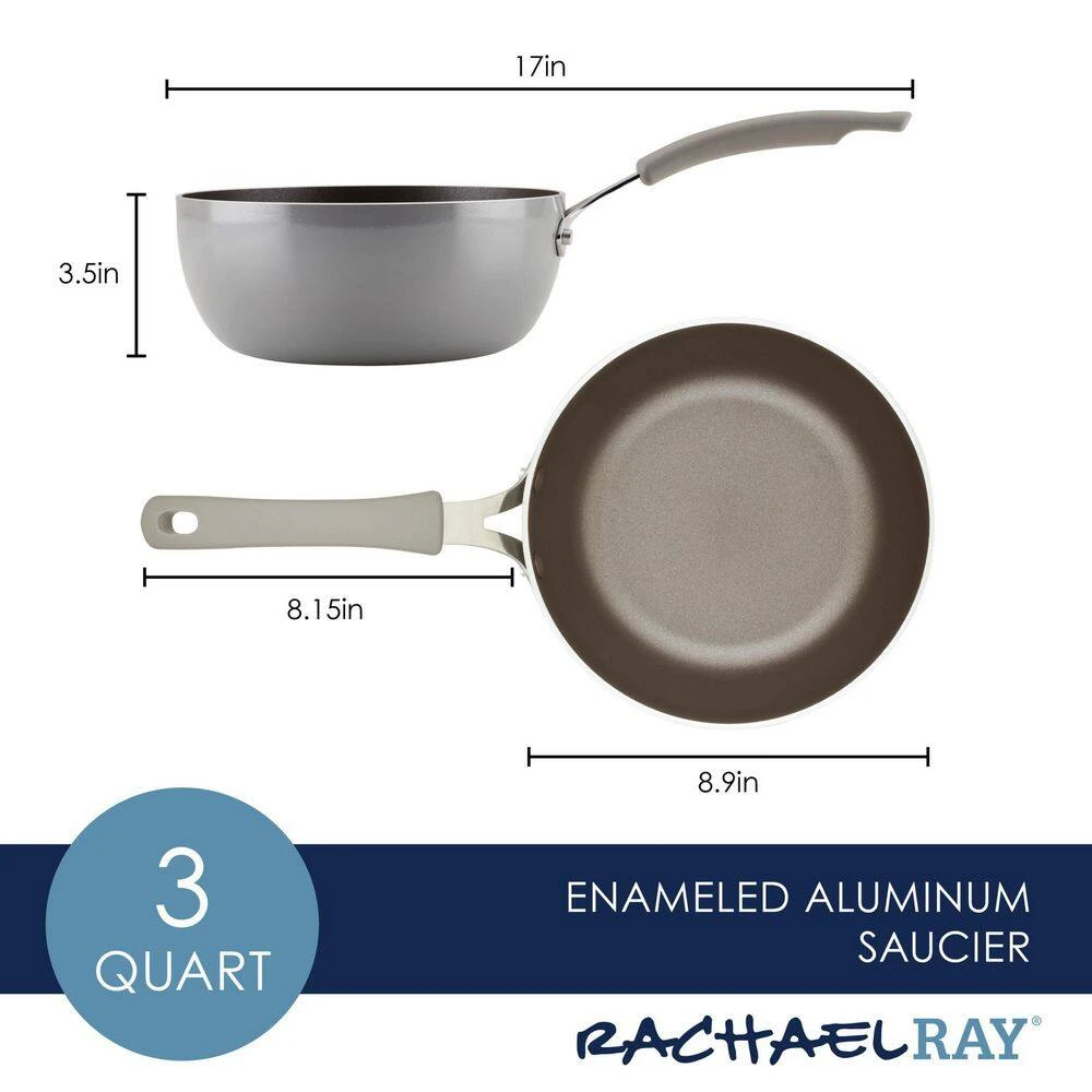 Cook + Create 3-qt. Aluminum Nonstick Saucier Sauce Pan in Gray by Rachael Ray - Image 3