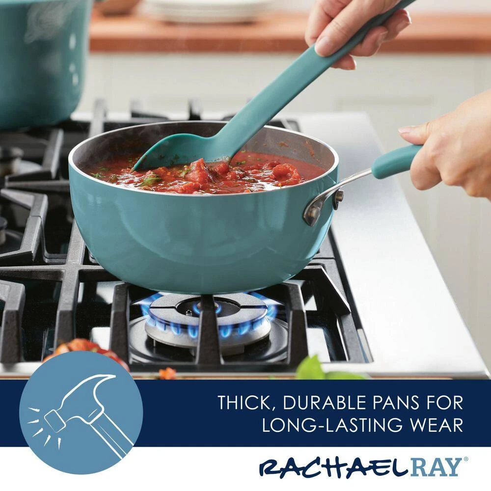 Cook + Create 3-qt. Aluminum Nonstick Saucier Sauce Pan in Agave Blue by Rachael Ray - Image 4