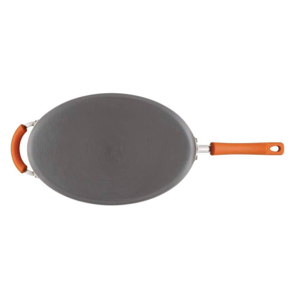 Classic Brights 5 qt. Hard-Anodized Aluminum Nonstick Saute Pan in Orange and Gray with Glass Lid by Rachael Ray - Image 3