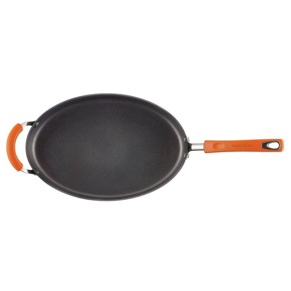 Classic Brights 5 qt. Hard-Anodized Aluminum Nonstick Saute Pan in Orange and Gray with Glass Lid by Rachael Ray - Image 2