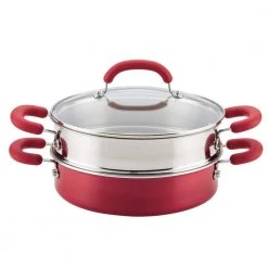 3 qt. Create Delicious Aluminum Nonstick Steam Set, Red Shimmer by Rachael Ray