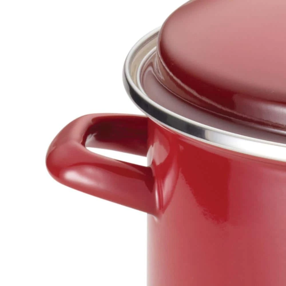 Classic Brights 12 qt. Steel Stock Pot in Red with Lid by Rachael Ray - Image 3
