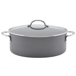8 qt. Gray Professional Aluminum Nonstick Stock Pot with Lid by Rachael Ray