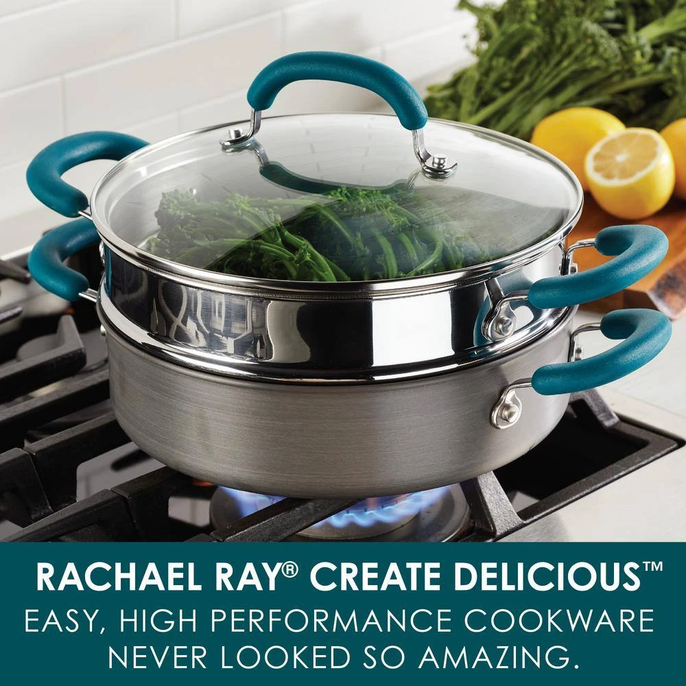 3 qt. Create Delicious Hard Anodized Aluminum Nonstick Steam Set, Gray by Rachael Ray - Image 7