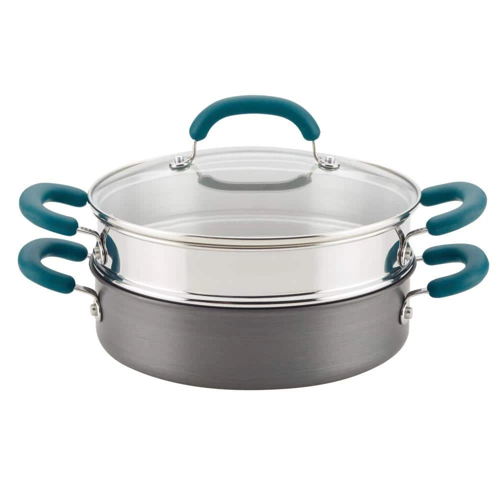 3 qt. Create Delicious Hard Anodized Aluminum Nonstick Steam Set, Gray by Rachael Ray