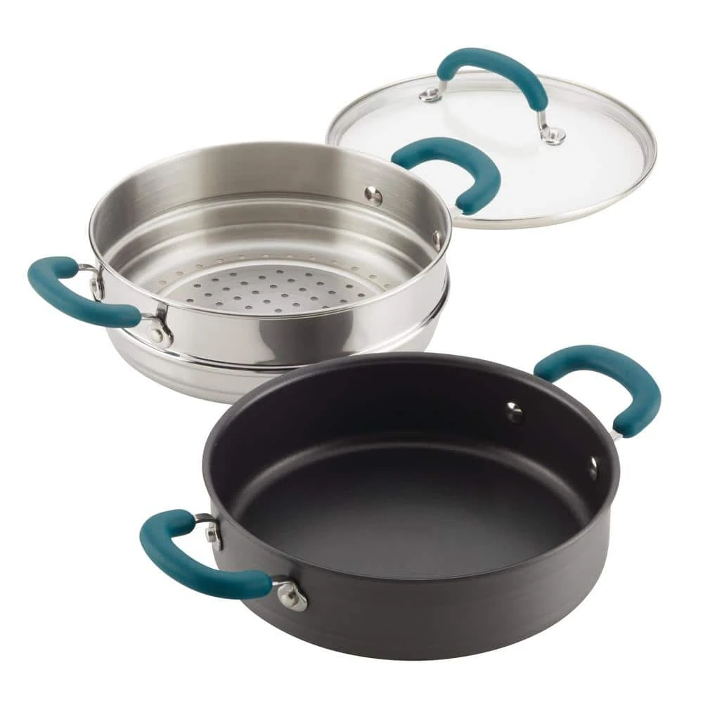 3 qt. Create Delicious Hard Anodized Aluminum Nonstick Steam Set, Gray by Rachael Ray - Image 9