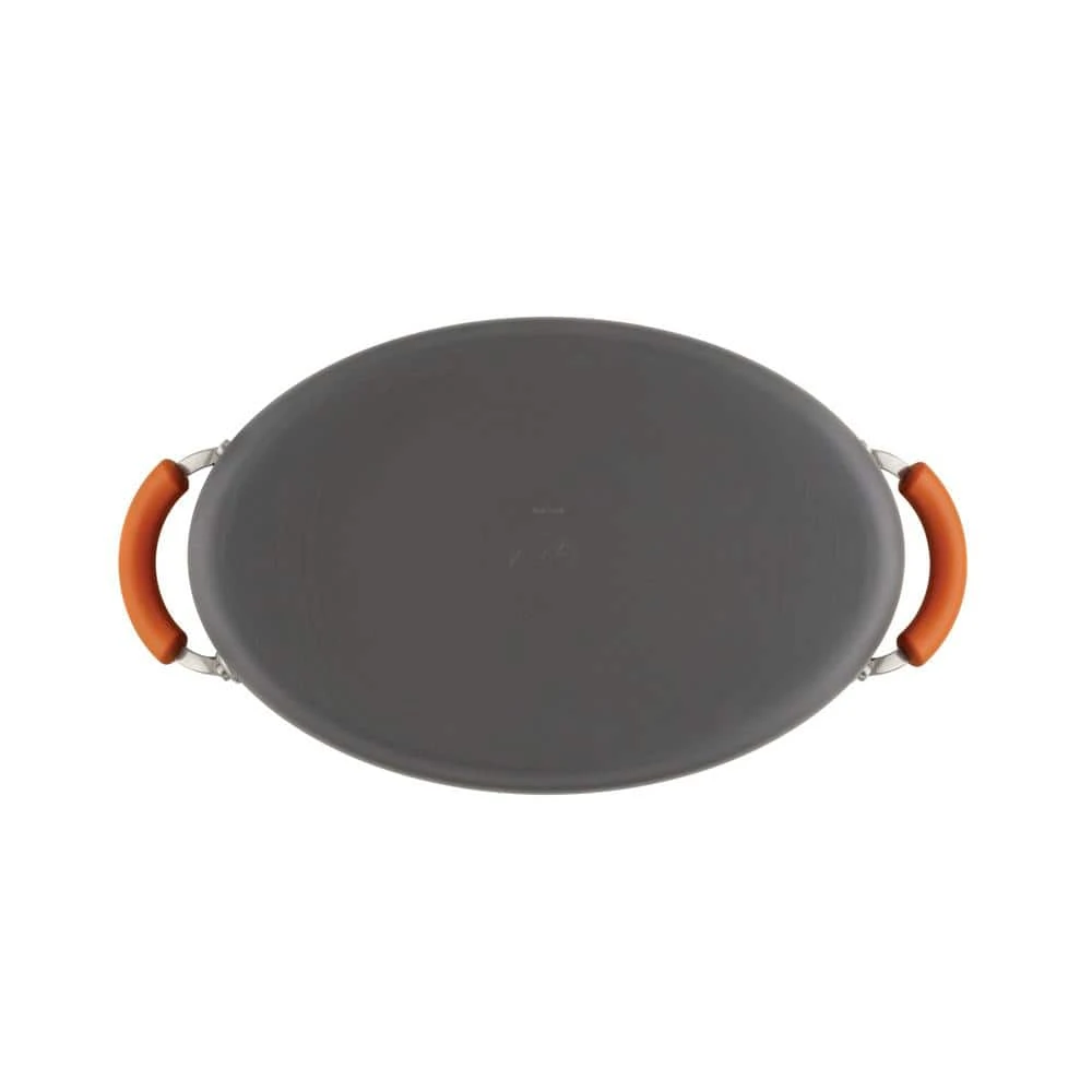 Classic Brights 8 qt. Hard-Anodized Aluminum Nonstick Stock Pot in Orange and Gray with Glass Lid by Rachael Ray - Image 3
