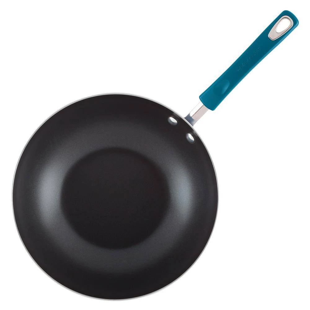 Classic Brights 11 in. Aluminum Nonstick Stir Fry Pan in Marine Blue Gradient with Glass Lid by Rachael Ray - Image 4