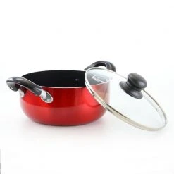 3 qt. Round Aluminum Nonstick Dutch Oven in Red with Glass Lid by Better Chef