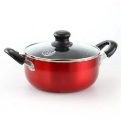 5 qt. Round Aluminum Nonstick Dutch Oven in Red with Glass Lid by Better Chef