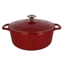 French Enameled 7.1 qt. Round Cast Iron Dutch Oven in Red with Lid by Chasseur