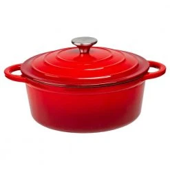 3.5 qt. Durable Cast Iron Dutch Oven Casserole Pot in Red Ombre Enamel by Lexi Home