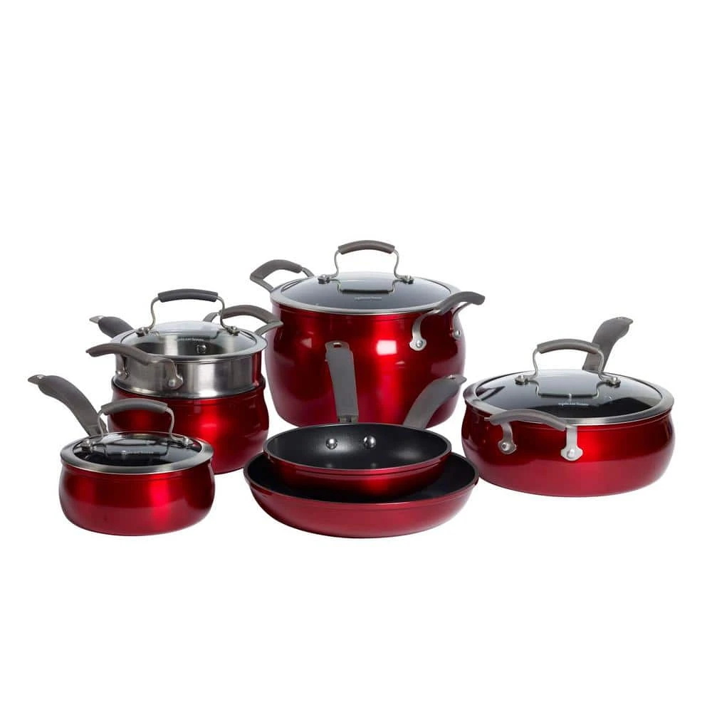 Translucent 11-Piece Hard-Anodized Aluminum Nonstick Cookware Set in Red by Epicurious