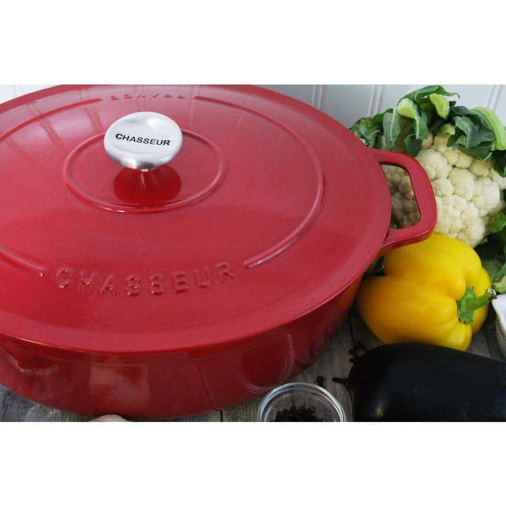 6 Qt. Red Chasseur French Enameled Cast Iron Oval Dutch Oven by French Home - Image 3