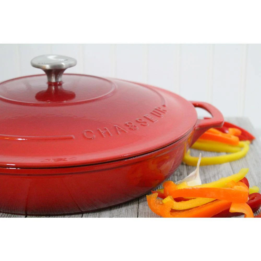 2.6 Qt. Red Chasseur French Enameled Cast Iron Braiser with Lid by French Home - Image 2