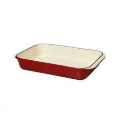 12.5 in. x 8 in. Red Chasseur Enamelled Cast Iron Rectangle Roaster by French Home