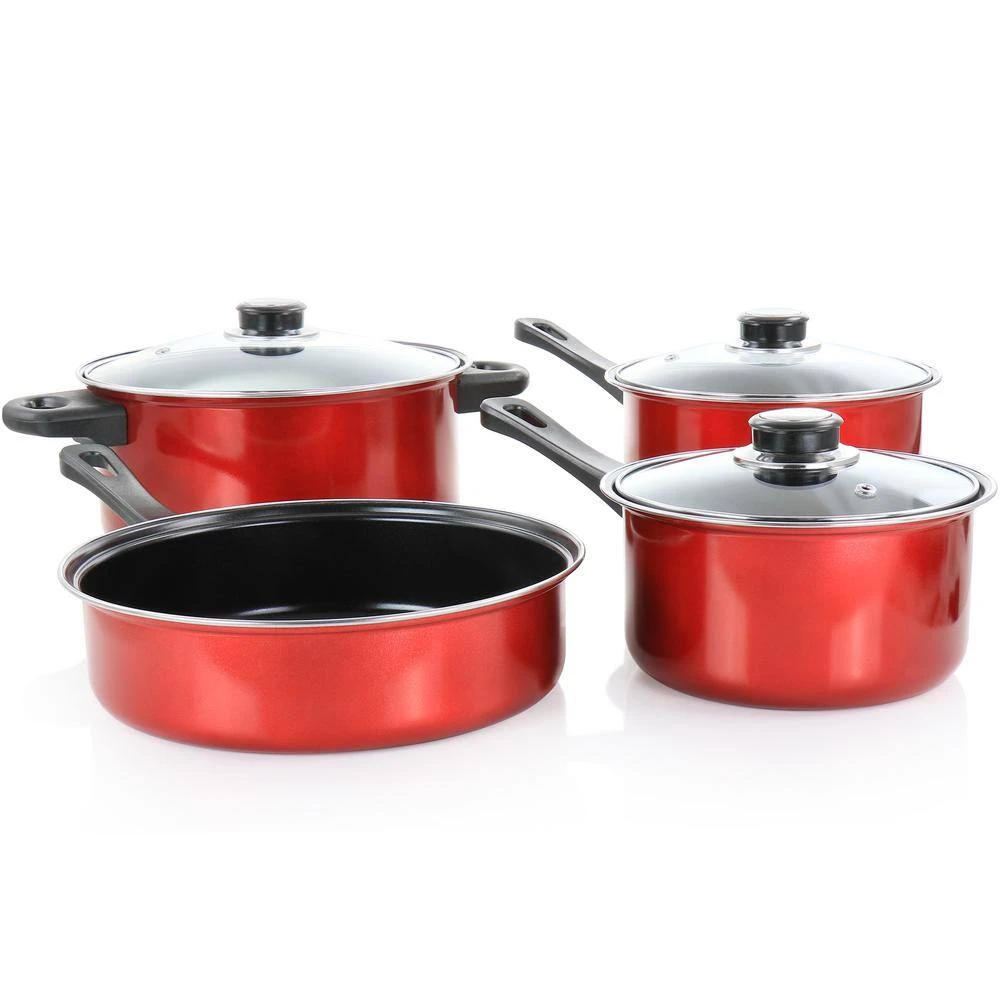 Cardinal 7-Piece Red Nonstick Steel Cookware Set by Gibson - Image 2