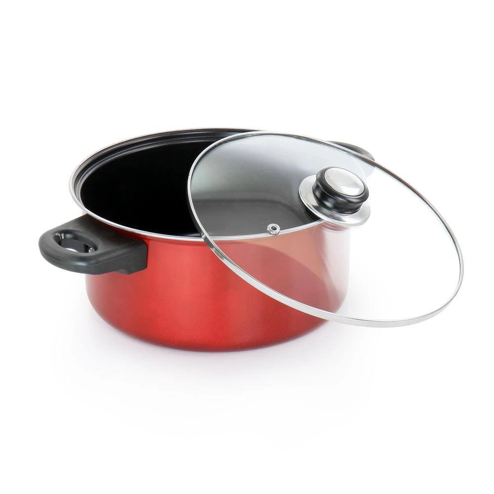Cardinal 7-Piece Red Nonstick Steel Cookware Set by Gibson - Image 3