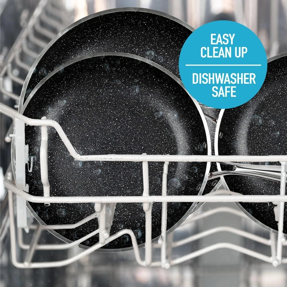 10-Piece Aluminum Red Ultra-Durable Non-Stick Diamond Infused Cookware Set with Glass Lids by GRANITESTONE - Image 6